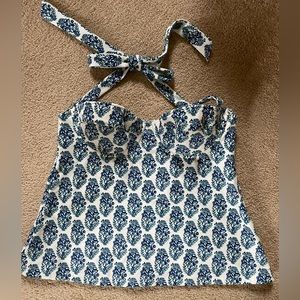 Vineyard Vines swim top, size XS, blue and white